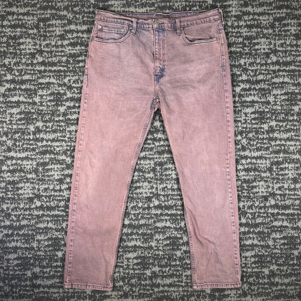 Levis 501 Jeans Mens 38x32 Faded Purple Red Acid Wash Straight Leg Denim Pants